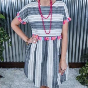 NWOT Savanna Jane Striped Tassel Dress